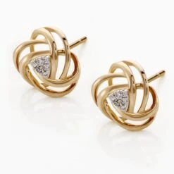 Boucles D'oreilles Puces Or Jaune Afua Diamants -Garmin Soldes B3OFJDW681 view2