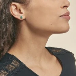 Boucles D'oreilles Puces Vladimir Or Jaune Diamant Et Emeraude -Garmin Soldes B3OFJEV078 model0