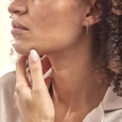 Boucles D'oreilles Pendantes Or Jaune Patrocle Emeraude Et Diamants -Garmin Soldes B3OFJEV110 model0