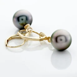 Boucles D'oreilles Puces Baroque Dormeuse Or Jaune Perle De Tahiti -Garmin Soldes B3OFJHH013 view2