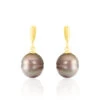 Boucles D'oreilles Pendantes Semi-baroque Or Jaune Perle De Tahiti