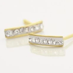 Boucles D'oreilles Puces Youssa Barrettes Or Jaune Strass -Garmin Soldes B3OFJPW290 view2