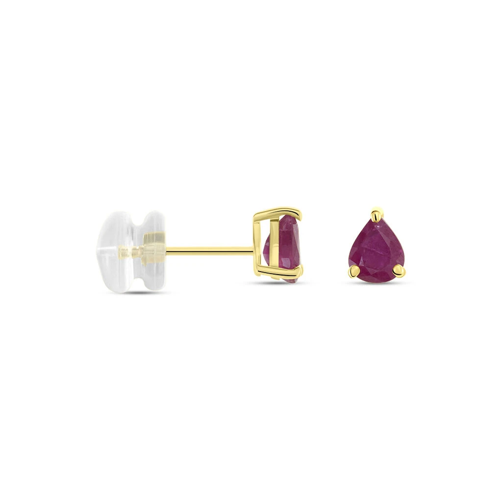 Boucles D'oreilles Puces Or Jaune Isador Rubis 4 Boucles D'oreilles Puces Or Jaune Isador Rubis – Image 2