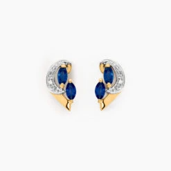 Boucles D'oreilles Puces Sakina Or Jaune Saphir Et Diamant Et Divers