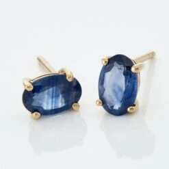 Boucles D'oreilles Puces Or Jaune Bellona Saphir -Garmin Soldes B3OFJSB222 view2