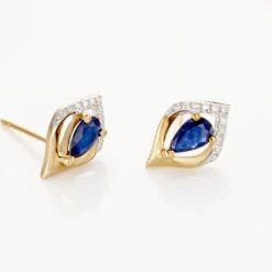 Boucles D'oreilles Puces Or Jaune Serguei Saphir Et Diamants -Garmin Soldes B3OFJSB271 view2