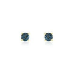 Boucles D'oreilles Puces Elea Or Jaune Topaze Bleu London