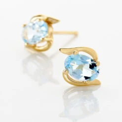 Boucles D'oreilles Puces Vrille Ovale Or Jaune Topaze -Garmin Soldes B3OFJTB007 view2