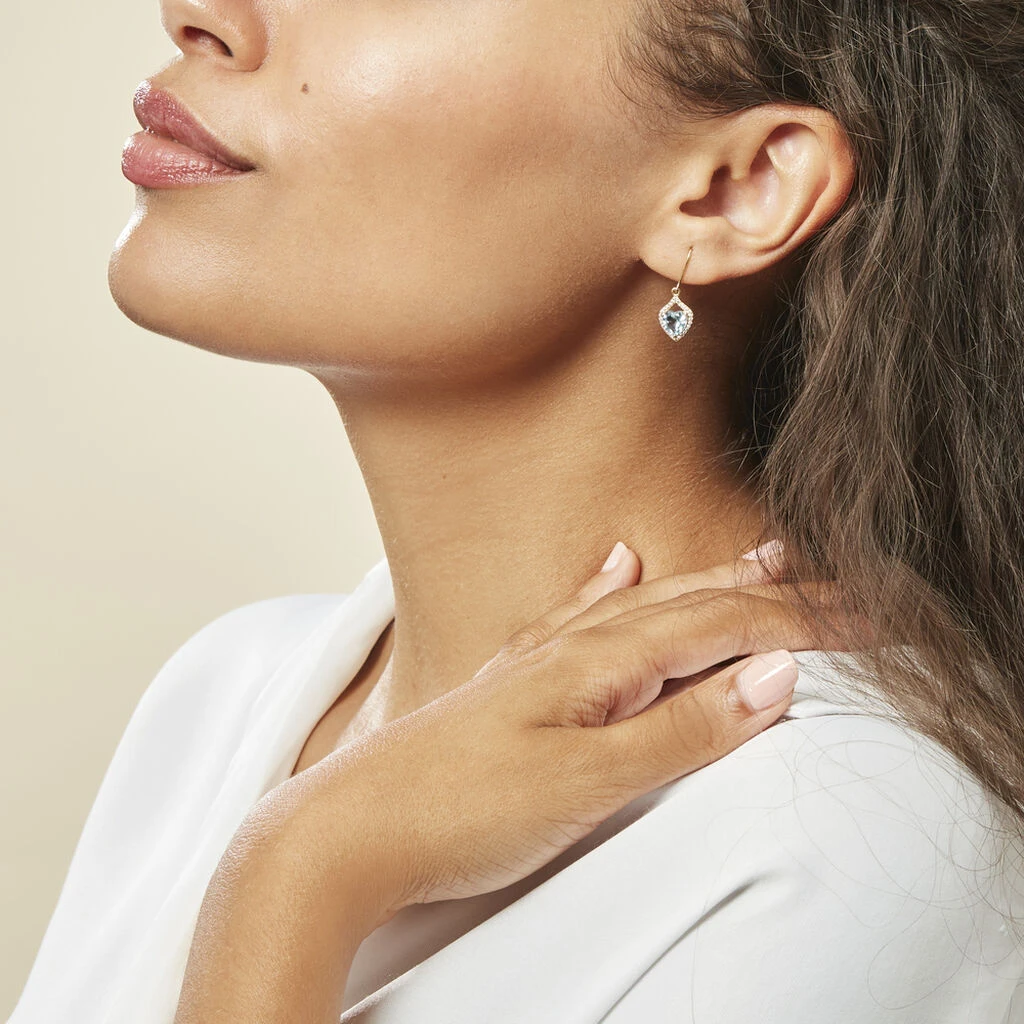 Boucles D'oreilles Pendantes Rosaline Or Jaune Topaze Et Oxyde 6 Boucles D'oreilles Pendantes Rosaline Or Jaune Topaze Et Oxyde – Image 4