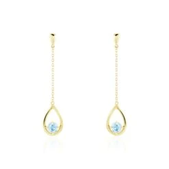Boucles D'oreilles Pendantes Or Jaune Ossian Topaze
