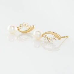 Boucles D'oreilles Puces Dominga Or Jaune Perle De Culture Et Oxyde -Garmin Soldes B3OFJU2223 view2