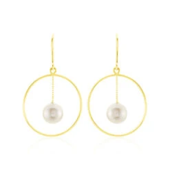 Boucles D'oreilles Pendantes Joris Or Jaune Perle De Culture