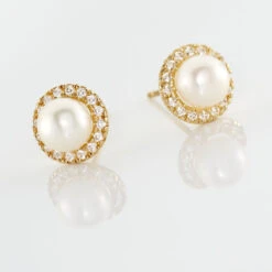 Boucles D'oreilles Puces Grizel Or Jaune Perle De Culture Et Oxyde -Garmin Soldes B3OFJU2360 view2