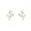 Boucles D'oreilles Puces Frigga Or Jaune Perle De Culture Et Oxyde -Garmin Soldes B3OFJU2361 master