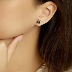 Boucles D'oreilles Puces Micaelle Teintees Or Jaune Perle De Culture -Garmin Soldes B3OFJUH007 model0