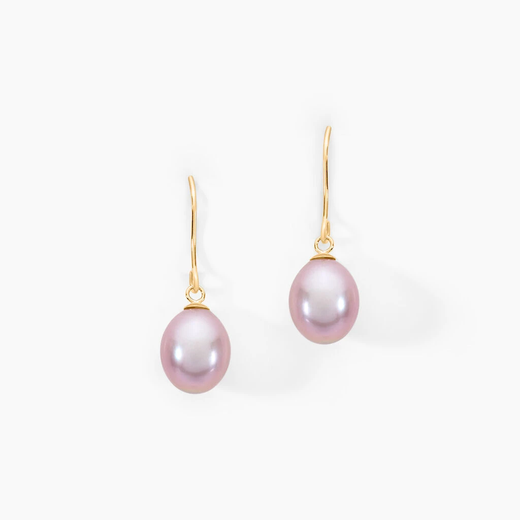 Boucles D'oreilles Pendantes Rose Or Jaune Perle De Culture 3 Boucles D'oreilles Pendantes Rose Or Jaune Perle De Culture