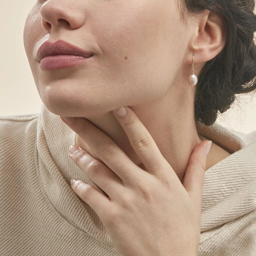 Boucles D'oreilles Pendantes Rose Or Jaune Perle De Culture 6 Boucles D'oreilles Pendantes Rose Or Jaune Perle De Culture – Image 4