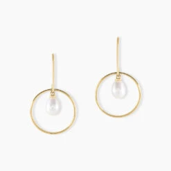 Boucles D'oreilles Pendantes Salvine Or Jaune Perle De Culture