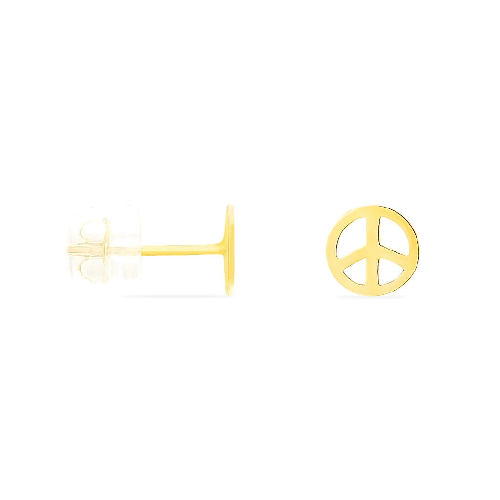 Boucles D'oreilles Puces Bilal Peace Or Jaune 4 Boucles D'oreilles Puces Bilal Peace Or Jaune – Image 2