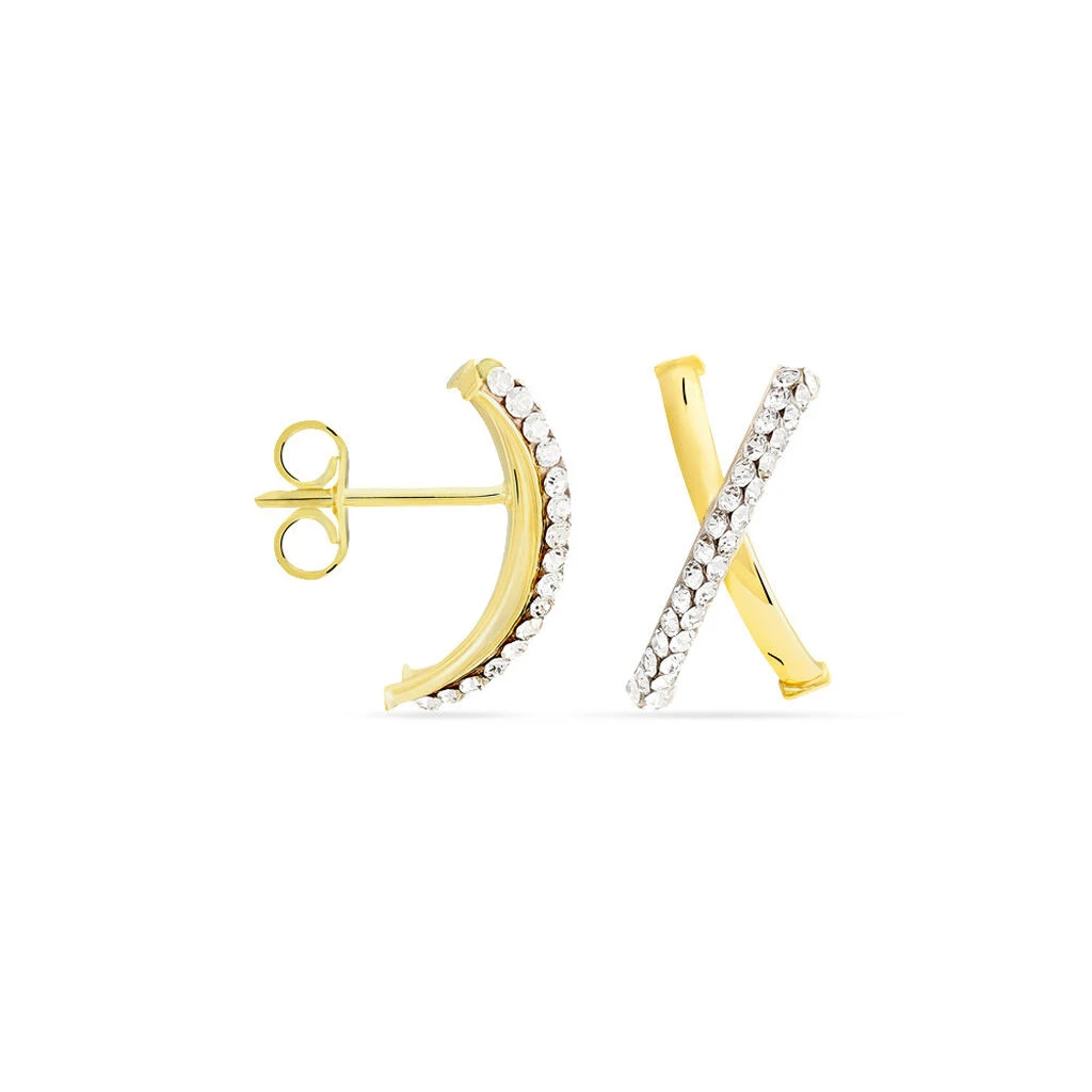 Créoles Bleona Croisees Or Jaune Strass 5 Créoles Bleona Croisees Or Jaune Strass – Image 3