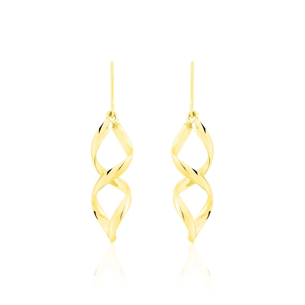 Boucles D'oreilles Pendantes Merone Vagues Or Jaune 3 Boucles D'oreilles Pendantes Merone Vagues Or Jaune