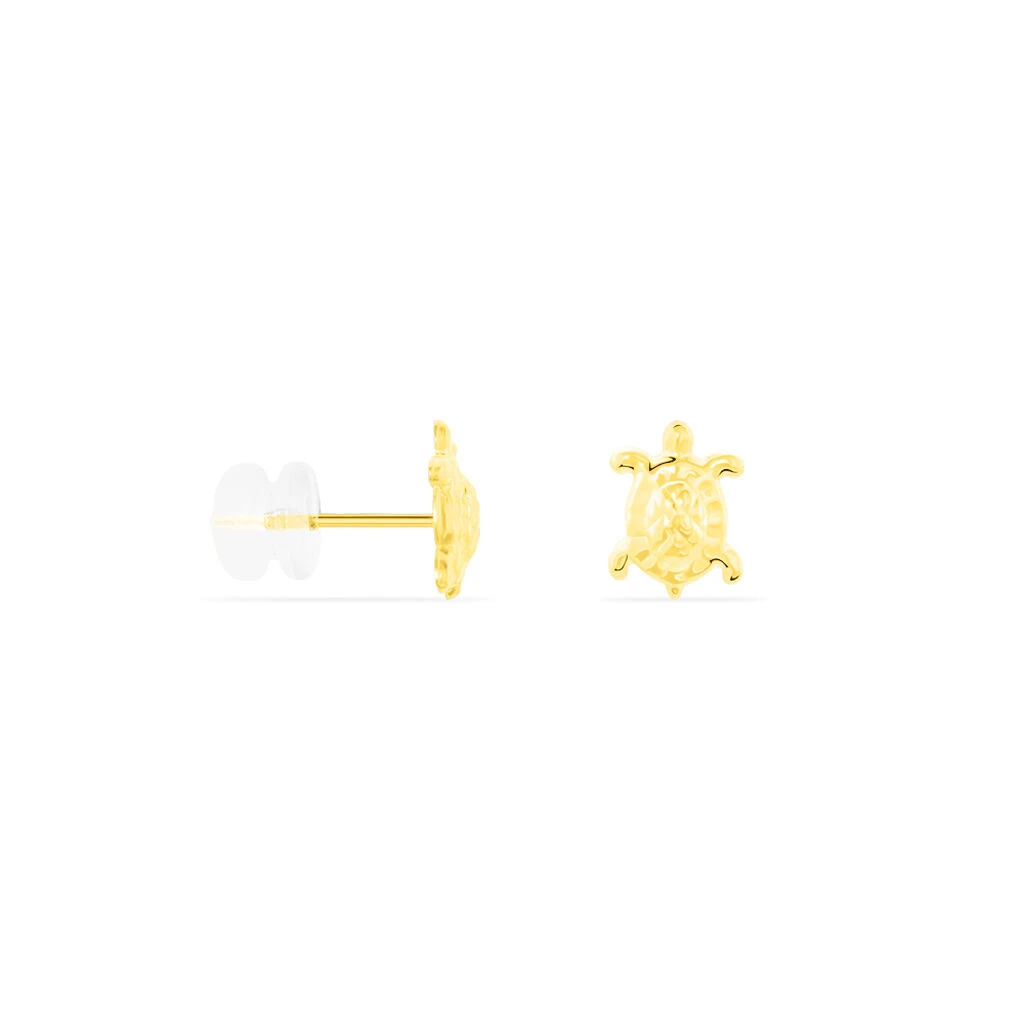 Boucles D'oreilles Puces Almahae Tortue Or Jaune 4 Boucles D'oreilles Puces Almahae Tortue Or Jaune – Image 2