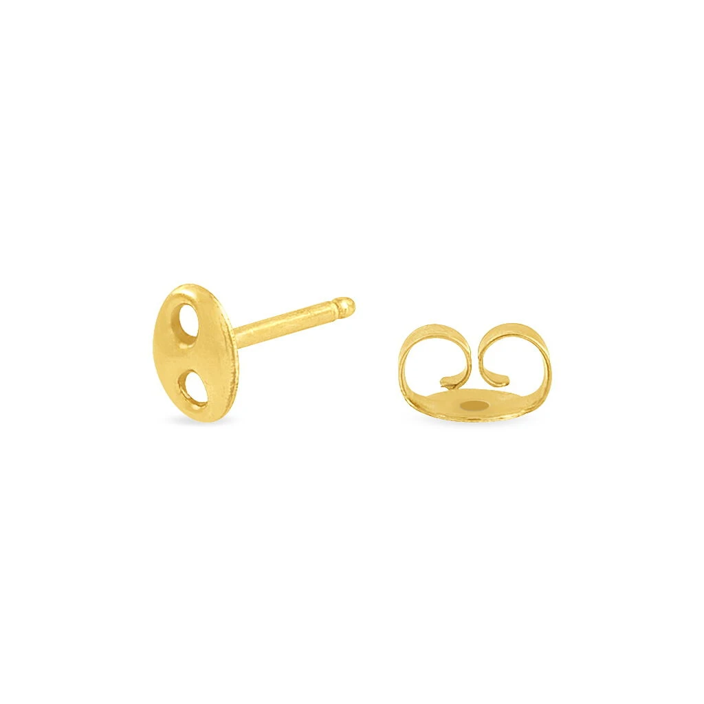 Boucles D'oreilles Puces Cara Grain De Cafe Or Jaune 5 Boucles D'oreilles Puces Cara Grain De Cafe Or Jaune – Image 3