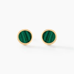 Boucles D'oreilles Puces Florica Or Jaune Malachite