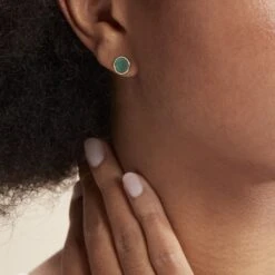 Boucles D'oreilles Puces Florica Or Jaune Malachite -Garmin Soldes B3OFJXV009 model0