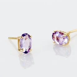 Boucles D'oreilles Puces Elea Serti Griffe Or Jaune Amethyste -Garmin Soldes B3OFJYI001 view2