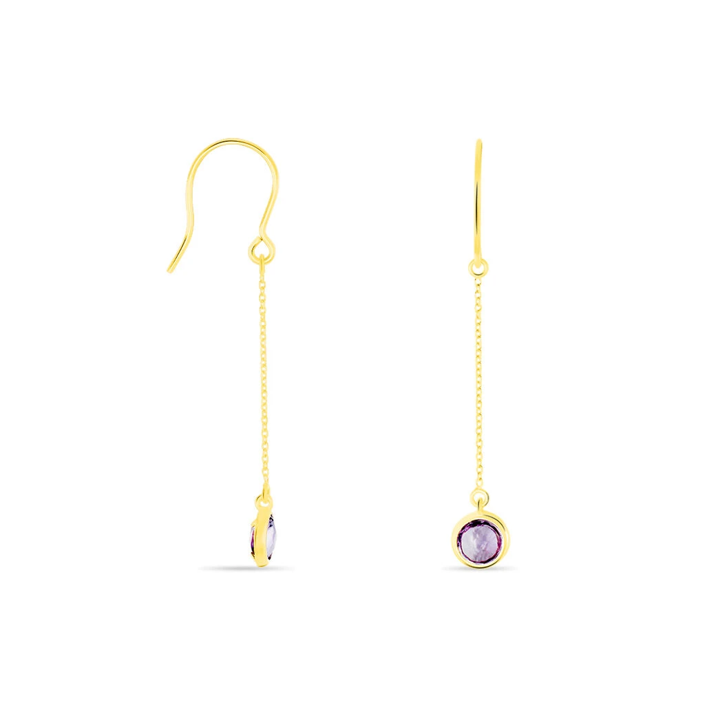Boucles D'oreilles Pendantes Arenale Or Jaune Amethyste 4 Boucles D'oreilles Pendantes Arenale Or Jaune Amethyste – Image 2