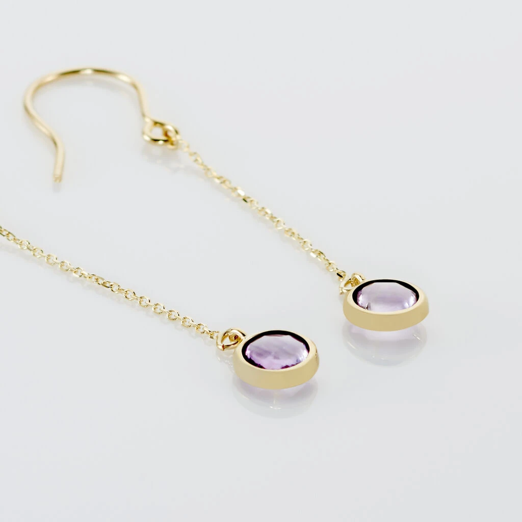 Boucles D'oreilles Pendantes Arenale Or Jaune Amethyste 5 Boucles D'oreilles Pendantes Arenale Or Jaune Amethyste – Image 3