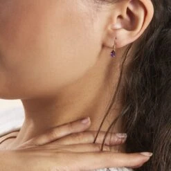 Boucles D'oreilles Pendantes Kalyne Or Jaune Amethyste -Garmin Soldes B3OFJYI182 model0