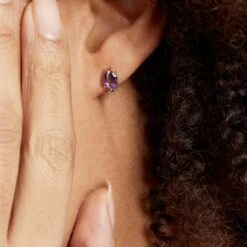 Boucles D'oreilles Puces Or Jaune Prudencia Améthystes -Garmin Soldes B3OFJYI188 model1