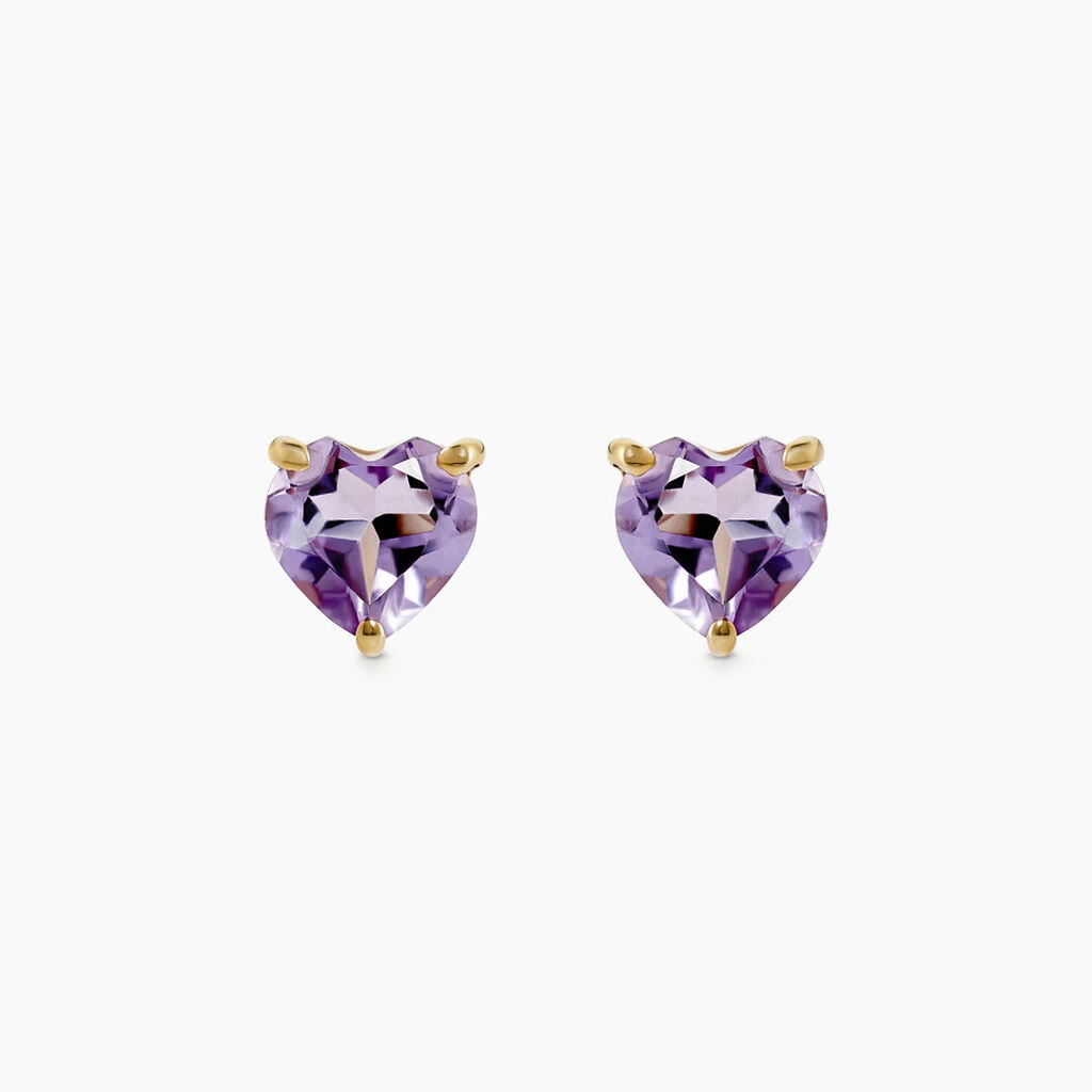 Boucles D'oreilles Puces Salona Or Jaune Amethyste Violet 3 Boucles D'oreilles Puces Salona Or Jaune Amethyste Violet