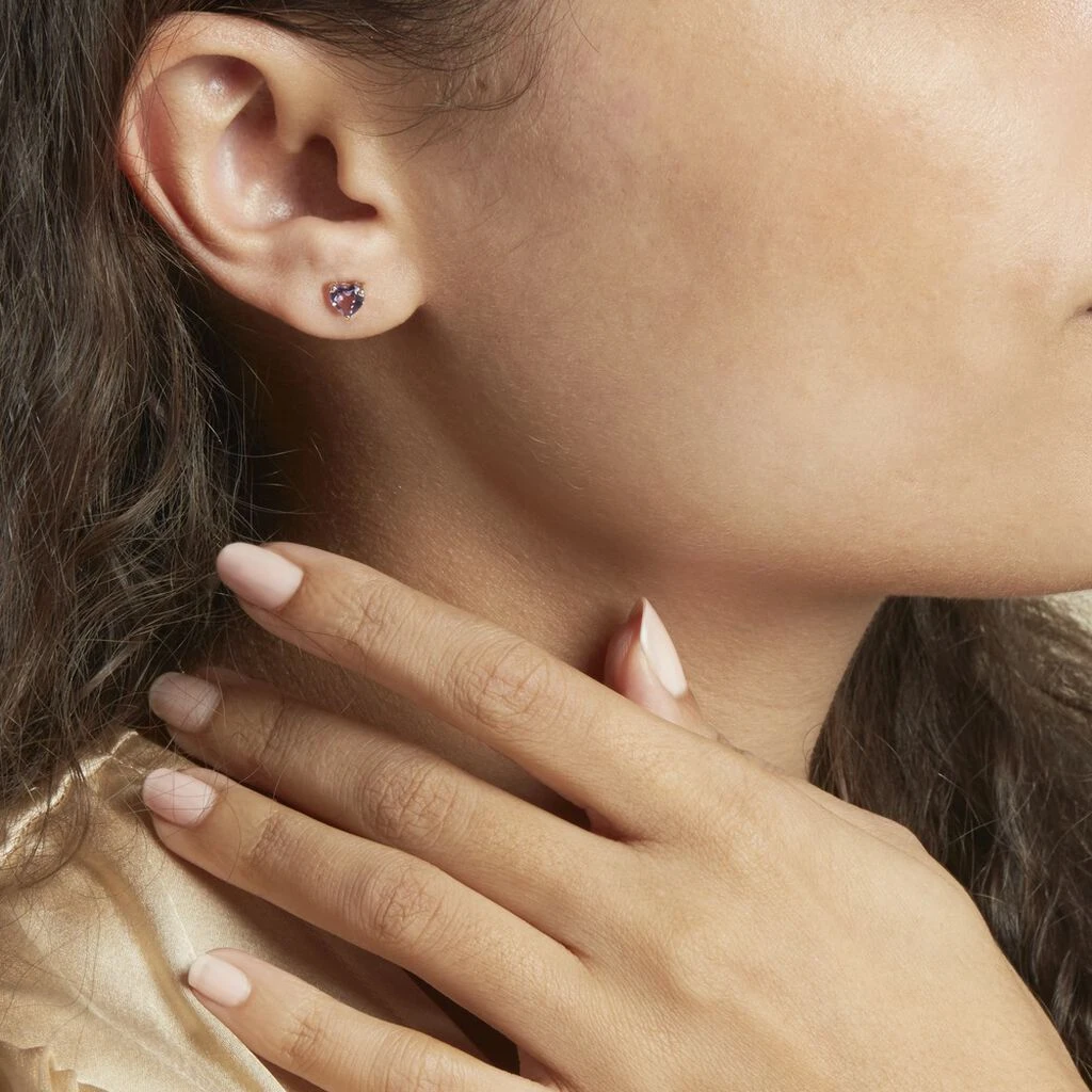 Boucles D'oreilles Puces Salona Or Jaune Amethyste Violet 6 Boucles D'oreilles Puces Salona Or Jaune Amethyste Violet – Image 4