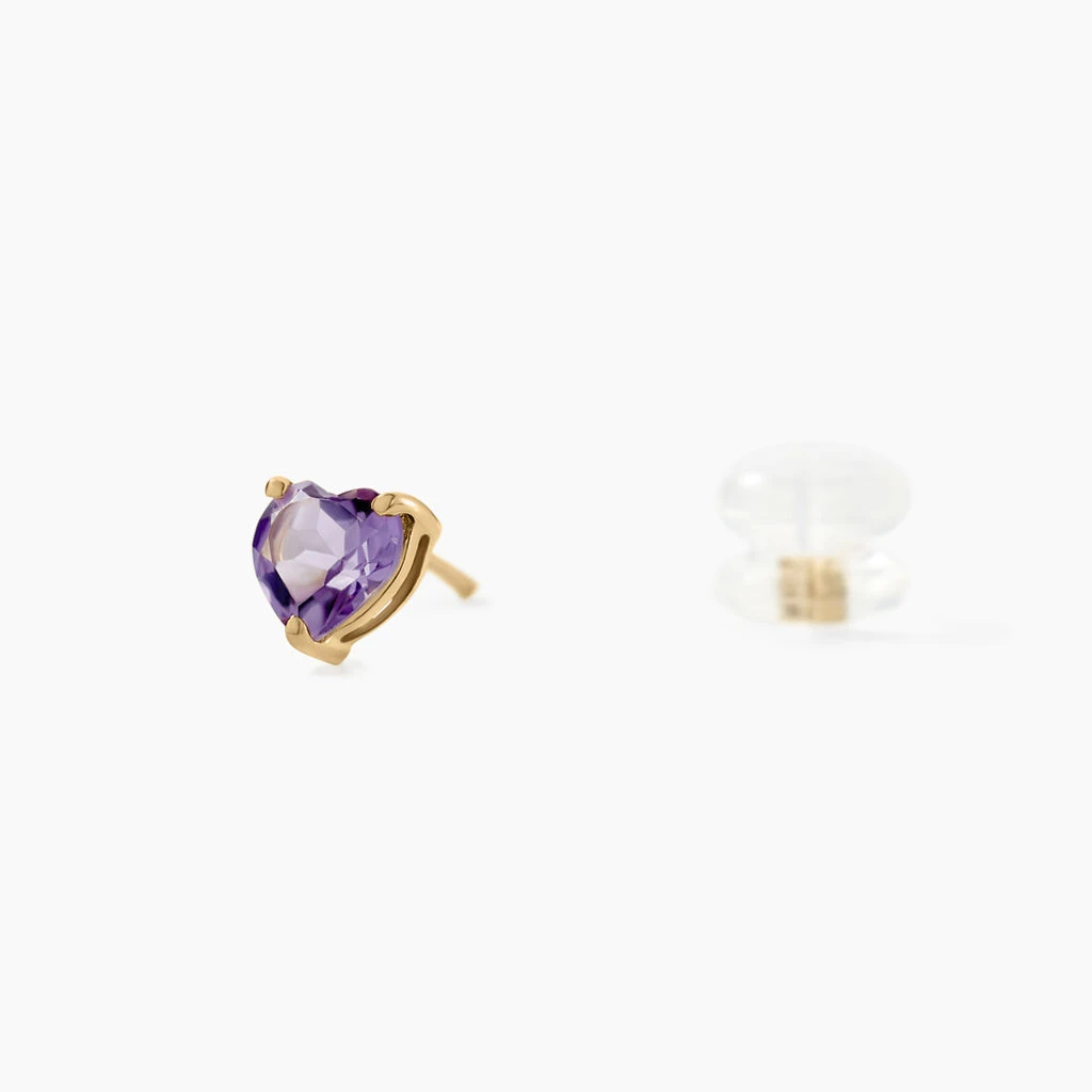 Boucles D'oreilles Puces Salona Or Jaune Amethyste Violet 4 Boucles D'oreilles Puces Salona Or Jaune Amethyste Violet – Image 2