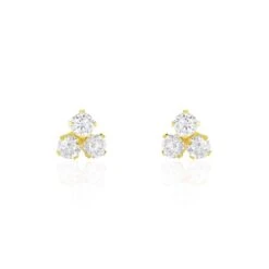 Boucles D'oreilles Puces Or Jaune Oxydes De Zirconium