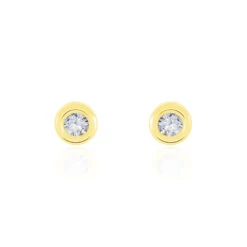 Boucles D'oreilles Puces Eden Serti Pneu Or Jaune Oxyde De Zirconium