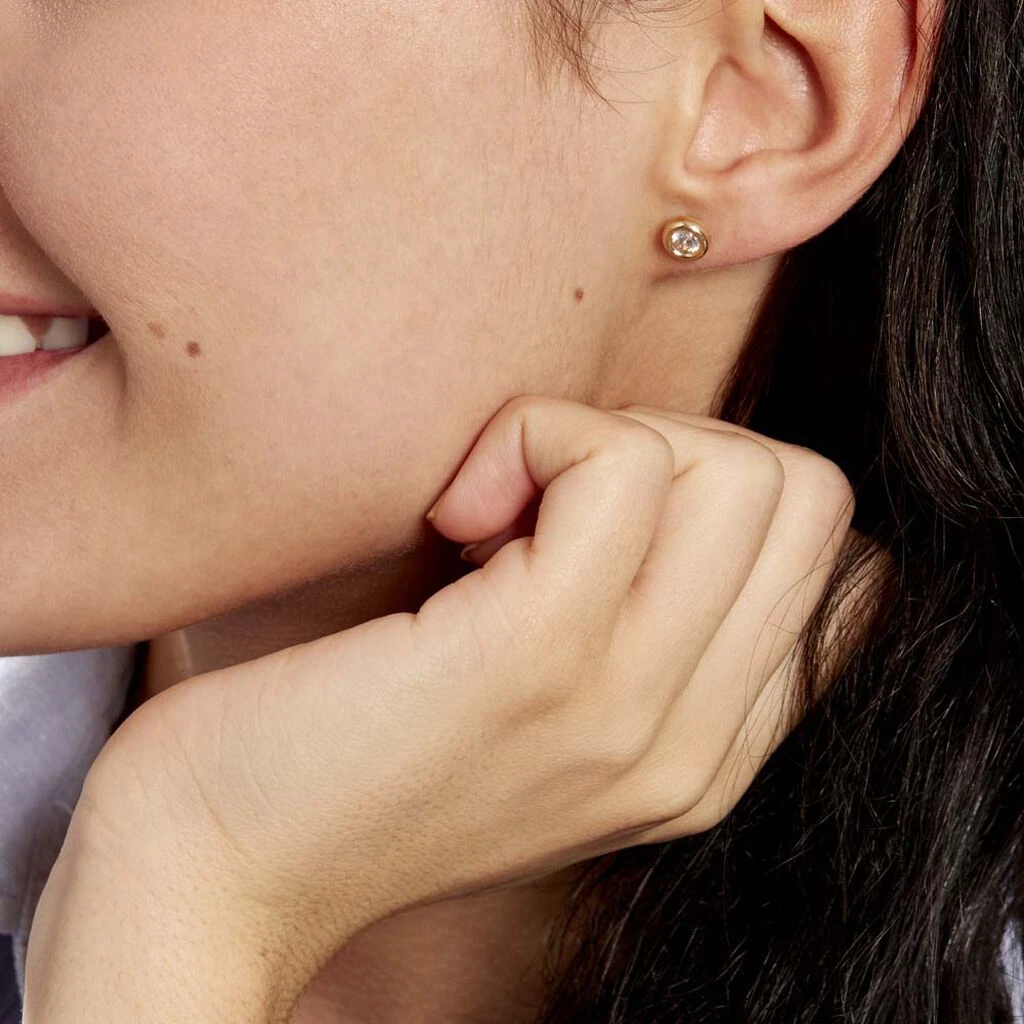 Boucles D'oreilles Puces Eden Serti Pneu Or Jaune Oxyde De Zirconium 7 Boucles D'oreilles Puces Eden Serti Pneu Or Jaune Oxyde De Zirconium – Image 5