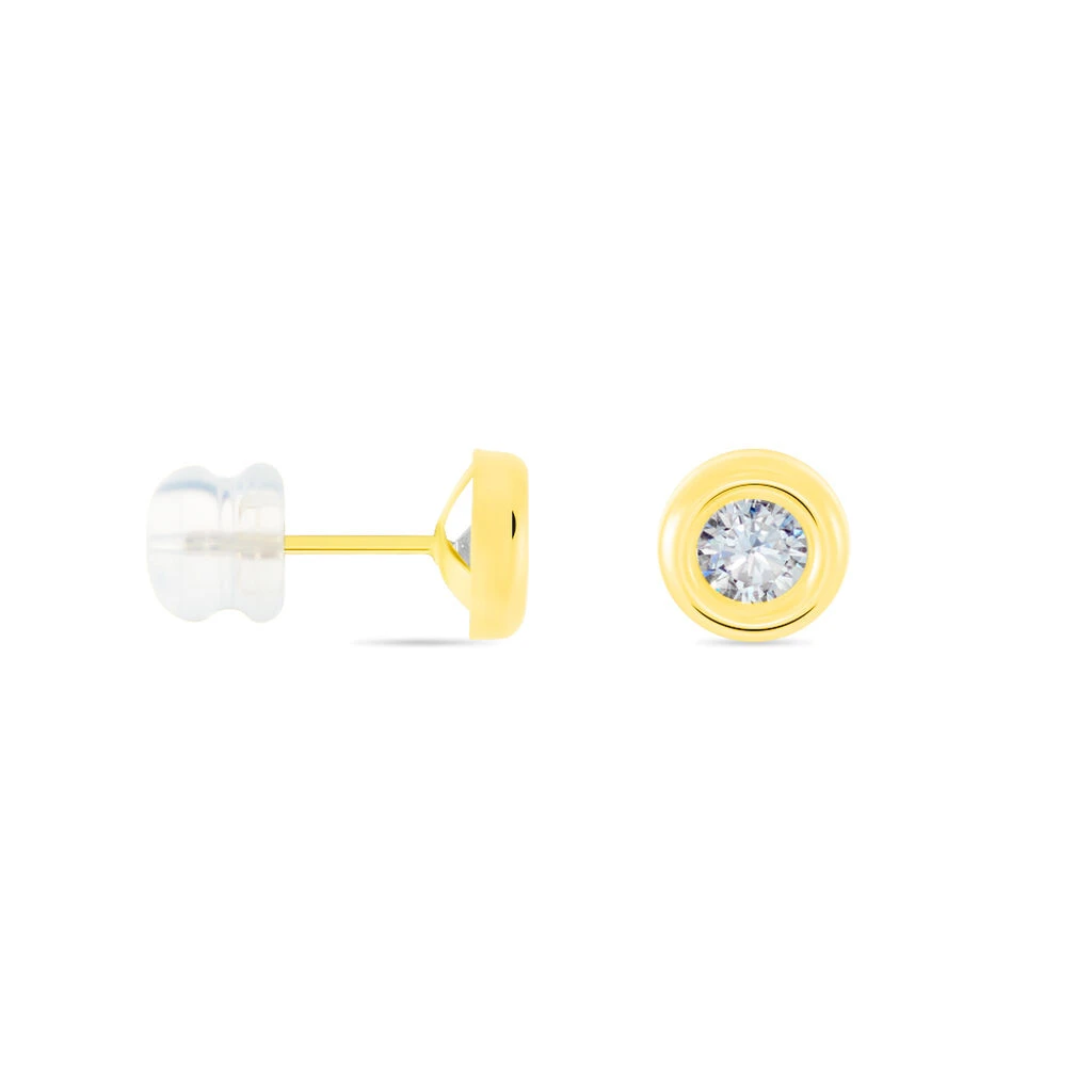 Boucles D'oreilles Puces Eden Serti Pneu Or Jaune Oxyde De Zirconium 4 Boucles D'oreilles Puces Eden Serti Pneu Or Jaune Oxyde De Zirconium – Image 2