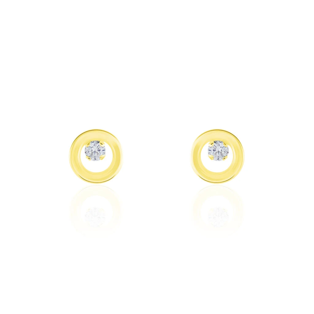 Boucles D'oreilles Puces Edmee Cercle Or Jaune Oxyde De Zirconium 3 Boucles D'oreilles Puces Edmee Cercle Or Jaune Oxyde De Zirconium