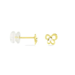 Boucles D'oreilles Puces Eleanor Fleur Or Jaune Oxyde De Zirconium -Garmin Soldes B3OFJZW437 view1