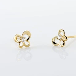 Boucles D'oreilles Puces Eleanor Fleur Or Jaune Oxyde De Zirconium -Garmin Soldes B3OFJZW437 view2