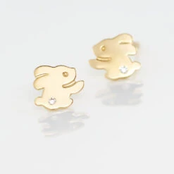 Boucles D'oreilles Puces Elioussa Lapin Or Jaune Oxyde De Zirconium -Garmin Soldes B3OFJZW476 view2
