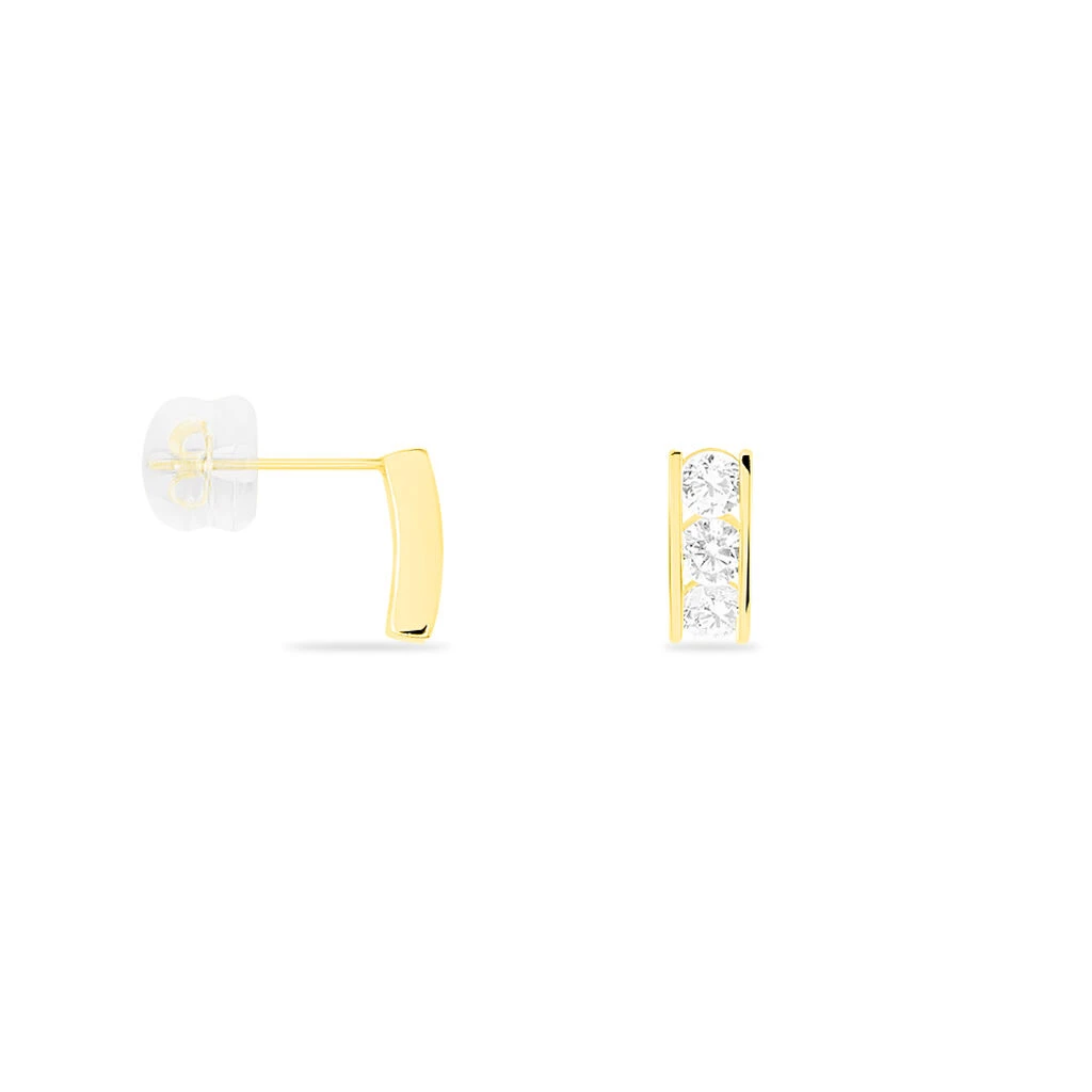 Boucles D'oreilles Puces Rachilda Or Jaune Oxyde De Zirconium 4 Boucles D'oreilles Puces Rachilda Or Jaune Oxyde De Zirconium – Image 2
