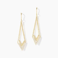 Boucles D'oreilles Pendantes Daina Or Jaune Oxyde De Zirconium