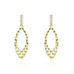 Boucles D'oreilles Pendantes Or Jaune Valeriano Oxydes De Zirconium