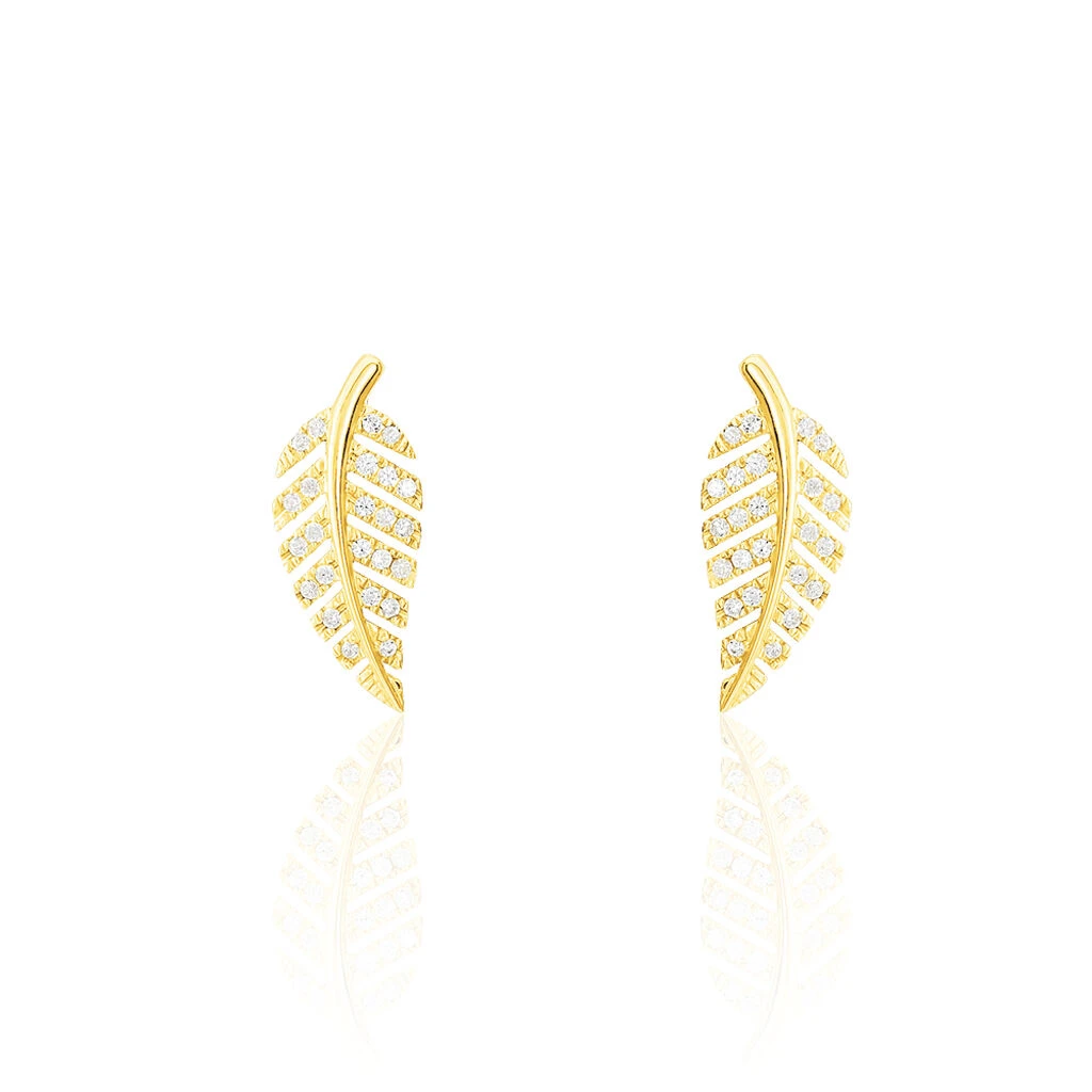 Boucles D'oreilles Puces Tourkia Or Jaune Oxyde De Zirconium 3 Boucles D'oreilles Puces Tourkia Or Jaune Oxyde De Zirconium