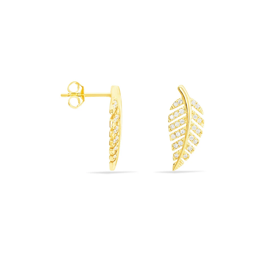 Boucles D'oreilles Puces Tourkia Or Jaune Oxyde De Zirconium 4 Boucles D'oreilles Puces Tourkia Or Jaune Oxyde De Zirconium – Image 2
